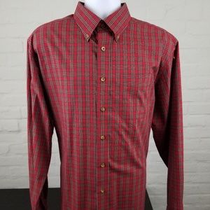 LL Bean Mens Red Plaid Button Down Sz Large Tall